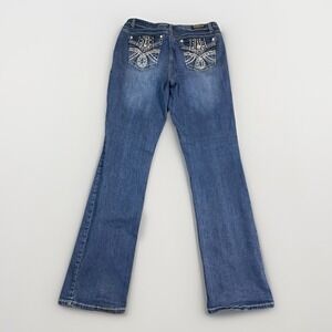 Earl Jeans Women's 12 Slim Bootcut Embroidered Bedazzled Pockets Stretch